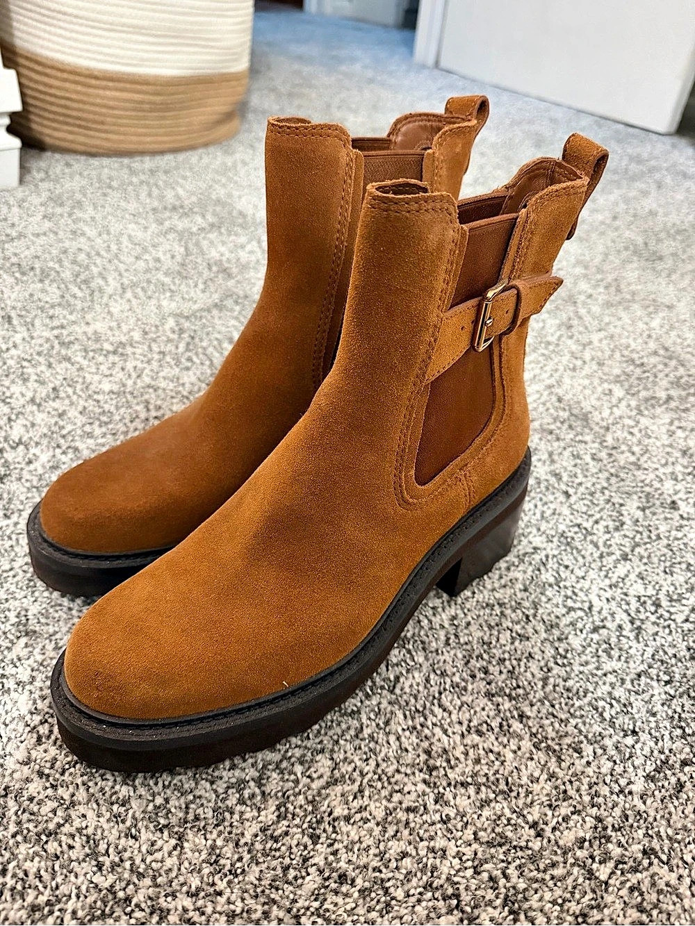Cole Haan Shibley Waterproof Lug Buckle Booties Brown